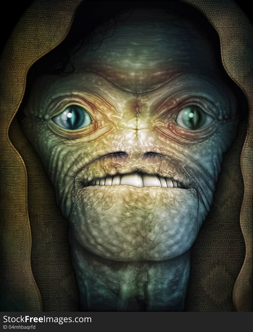 Digital Illustration of an alien. Digital Illustration of an alien.