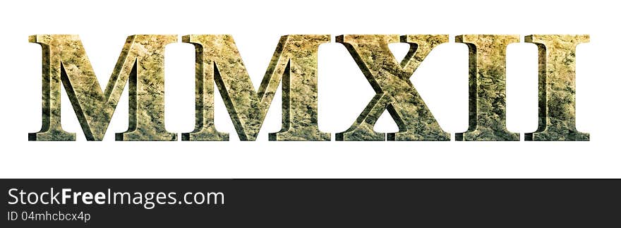 Digital Illustration of the year 2012 in stone/marble roman numerals. Digital Illustration of the year 2012 in stone/marble roman numerals.