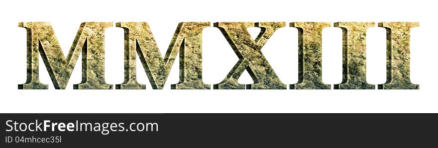 Digital Illustration of the year 2013 in stone/marble roman numerals. Digital Illustration of the year 2013 in stone/marble roman numerals.