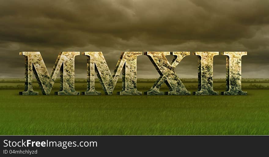 Digital Illustration of the year 2012 in stone/marble roman numerals. Digital Illustration of the year 2012 in stone/marble roman numerals.