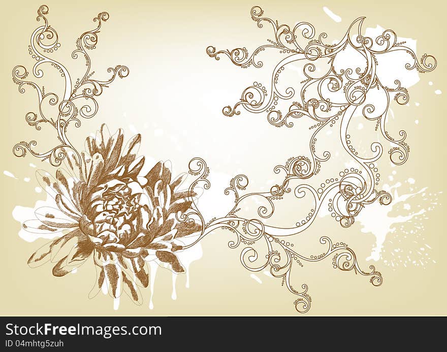 Beautiful vintage hand drawn vector card