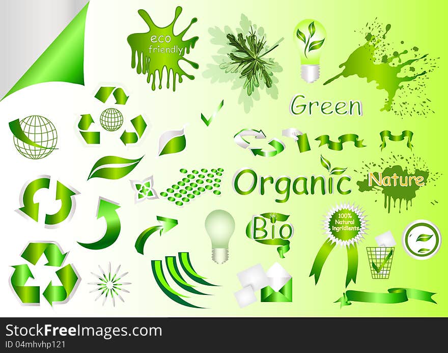 Ecological symbols and labels for your design. Ecological symbols and labels for your design.