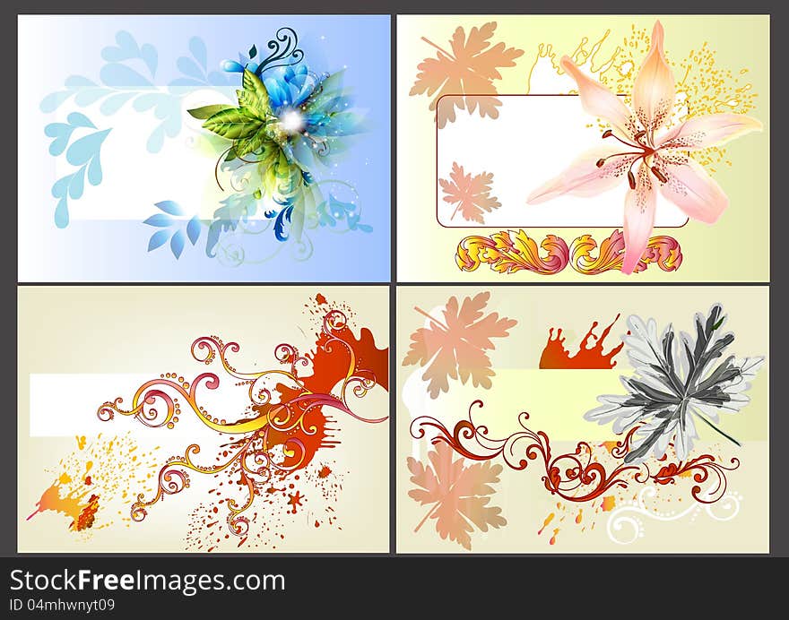 Set of floral design elements. Set of floral design elements