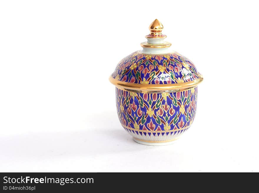 Thai ceramic bowl on white background