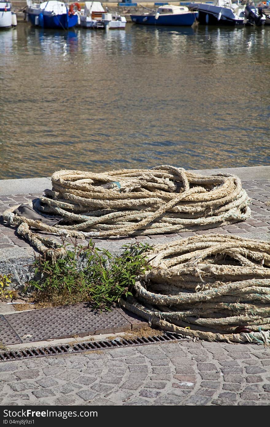 Fishing nets in the harbor in Tuscany. Fishing nets in the harbor in Tuscany