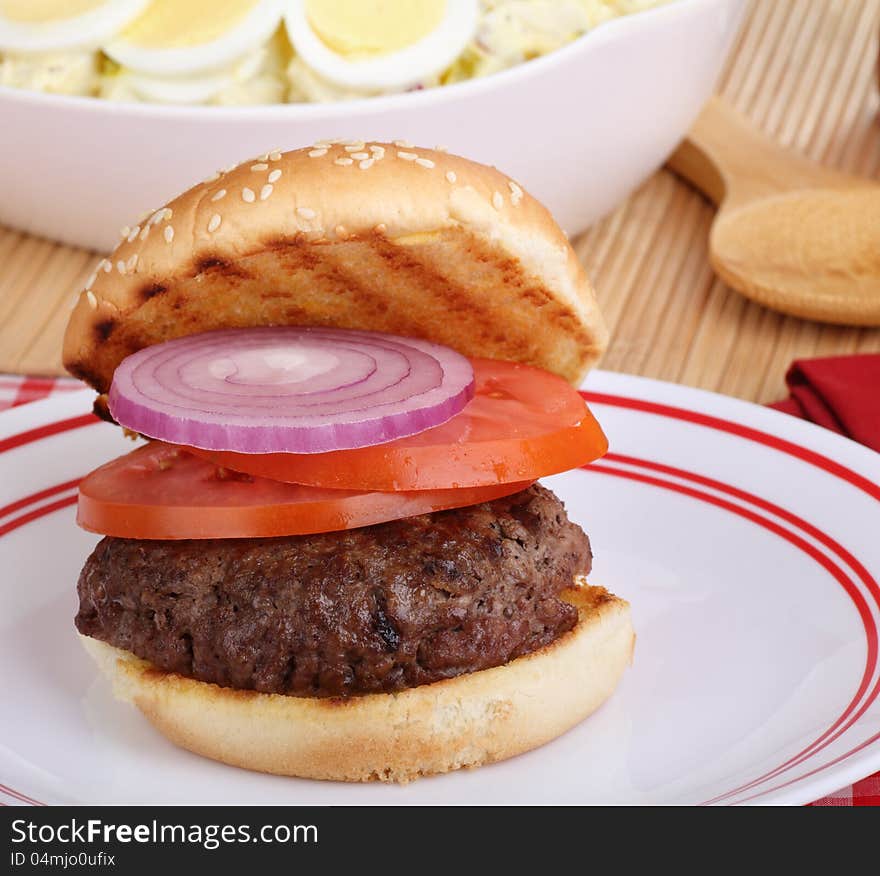 Hamburger On Grilled Bun