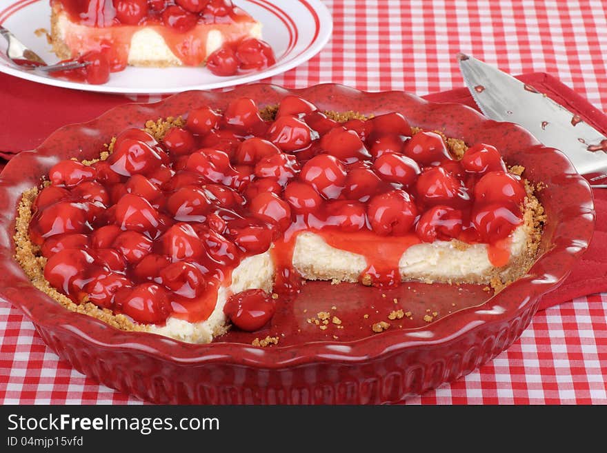 Sliced Cherry Cheesecake