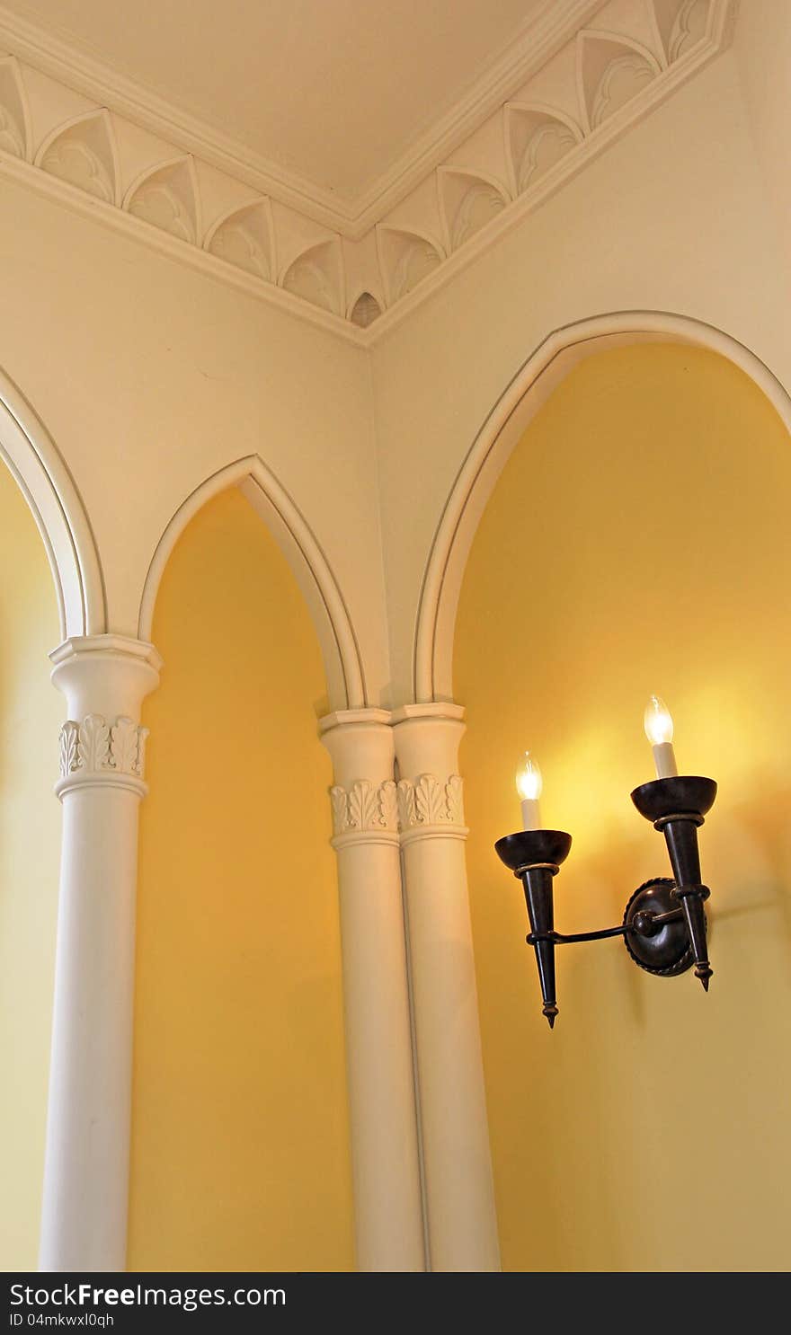 Photo of the interior of whitstable castle orangery showing nice detail to columns and carvings to ceiling. Photo of the interior of whitstable castle orangery showing nice detail to columns and carvings to ceiling.