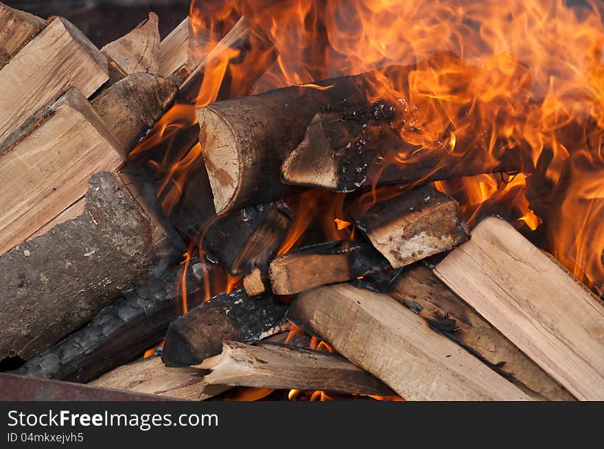 Burning wood