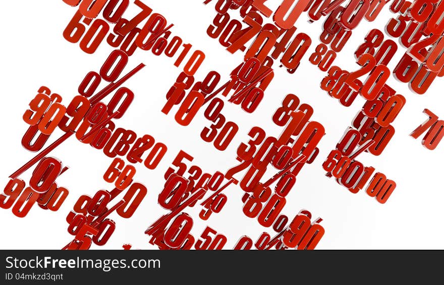 Percent numbers over white background. Percent numbers over white background