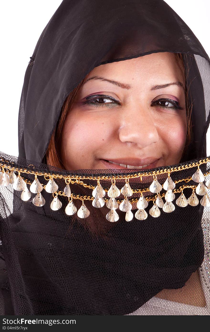 Egyptian beautiful woman in Bedouin scarf. Egyptian beautiful woman in Bedouin scarf