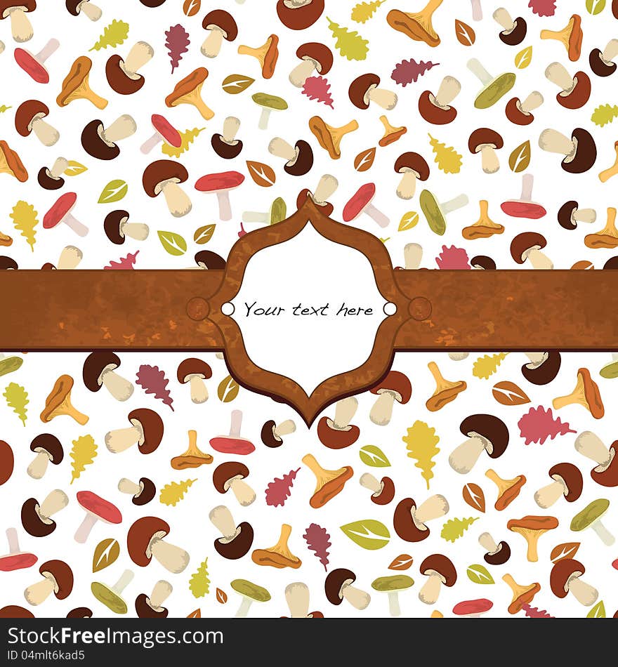 Autumn design card with decorative frame. Vector illustration