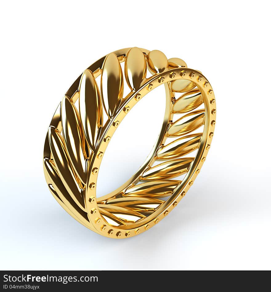 Wedding gold ring isolated on white background