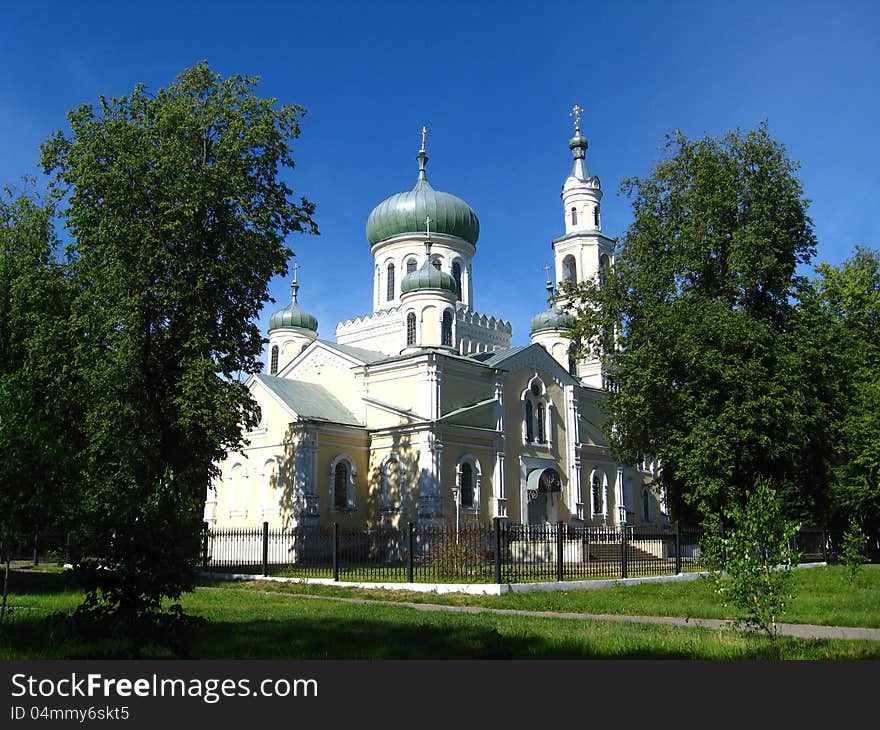 Beautiful church on a background of the blue sky