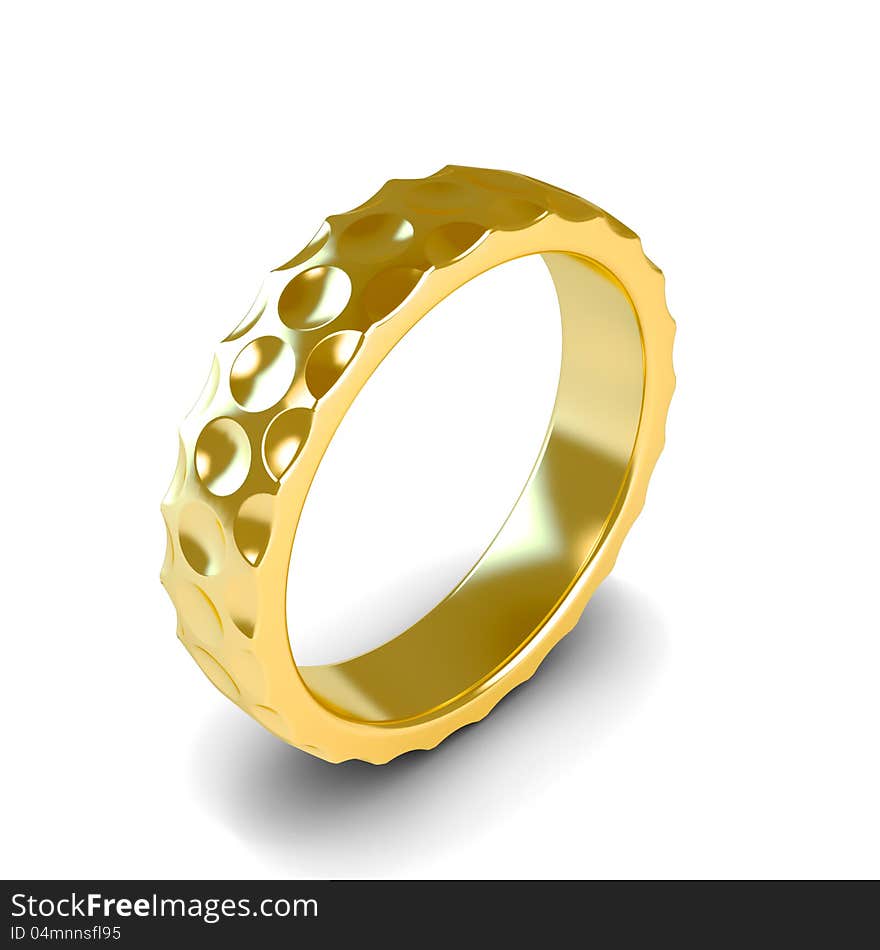 Wedding gold ring isolated on white background