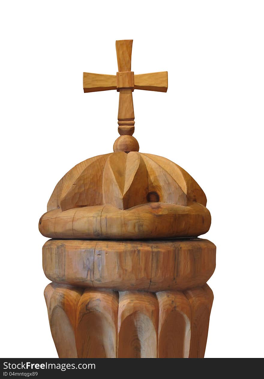 Wooden Christian baptismal isolated.