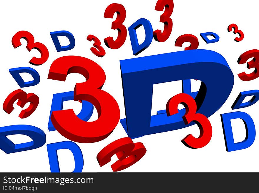 3d words flaying - Cinema 3d red and blue colors