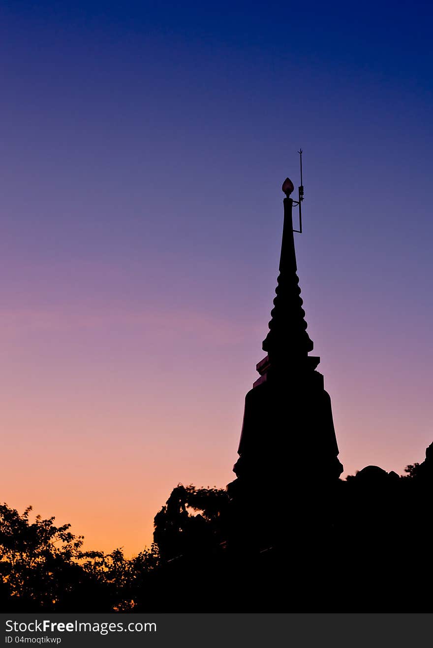 Silhouette View Of Buddhist Pagoda