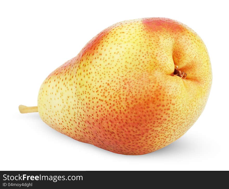 Ripe red yellow pear fruit isolated on white background. Ripe red yellow pear fruit isolated on white background