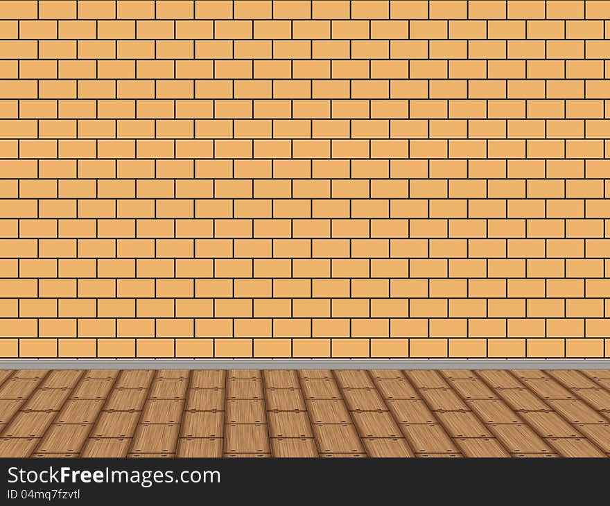 Illustration of old interior with brick wall background. Illustration of old interior with brick wall background.