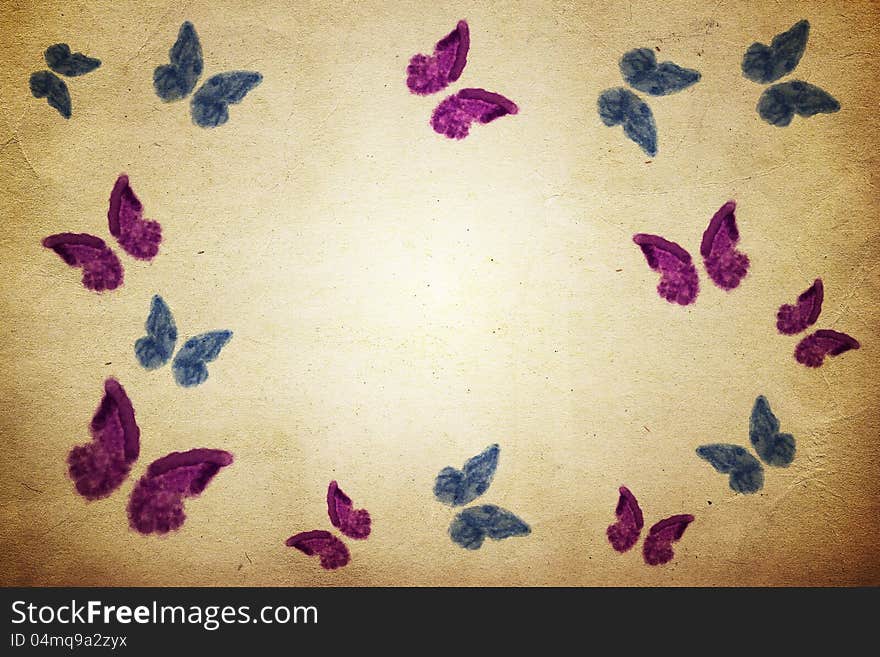 Paper background with butterflies