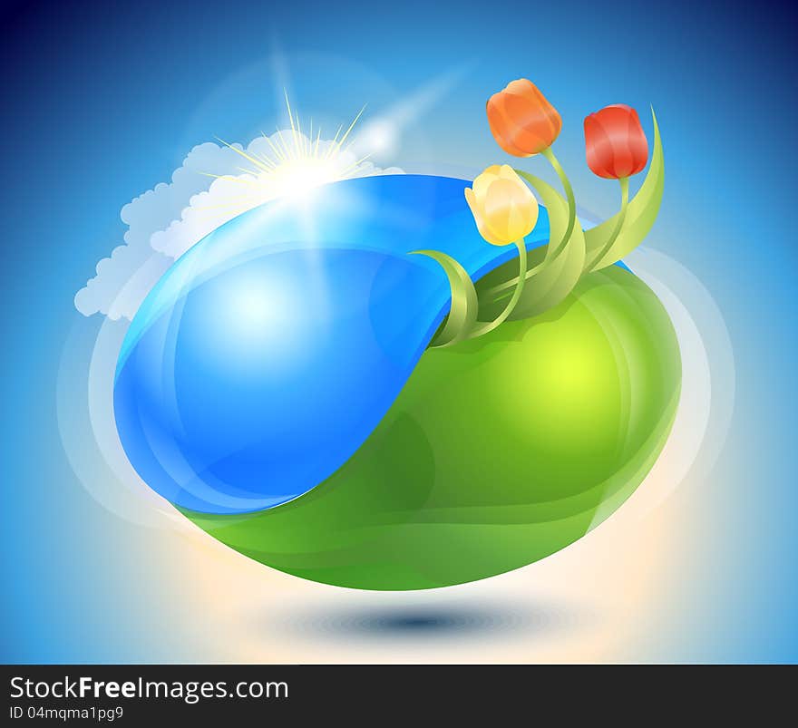 Spring. Eco-icon with nature yin-yang (EPS10, transparency)