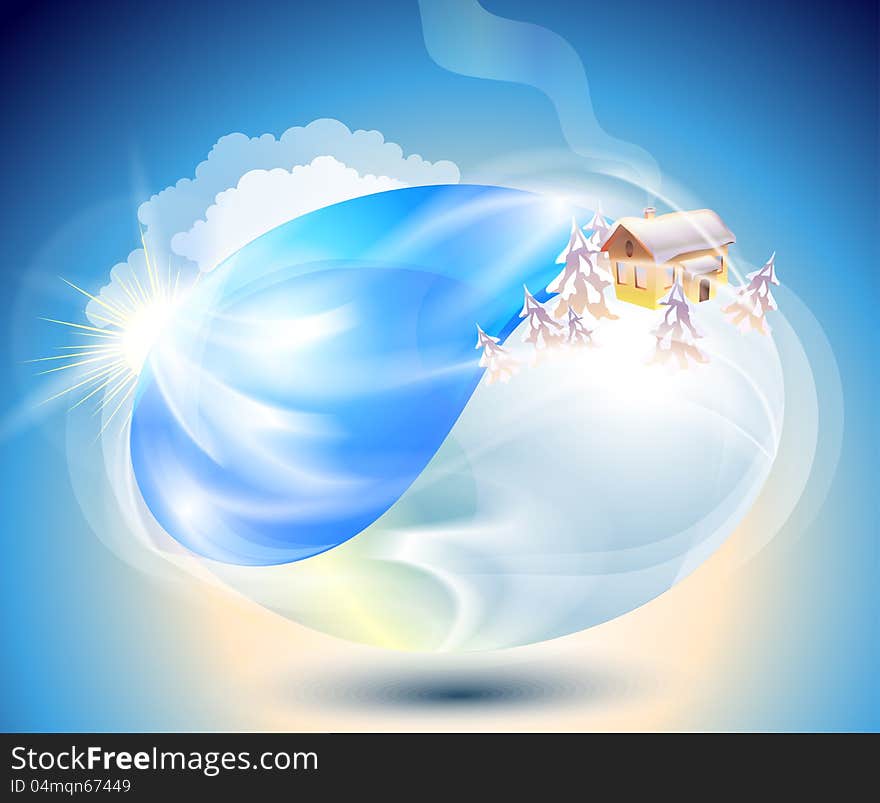 Winter. Eco-icon with nature yin-yang (EPS10, transparency)