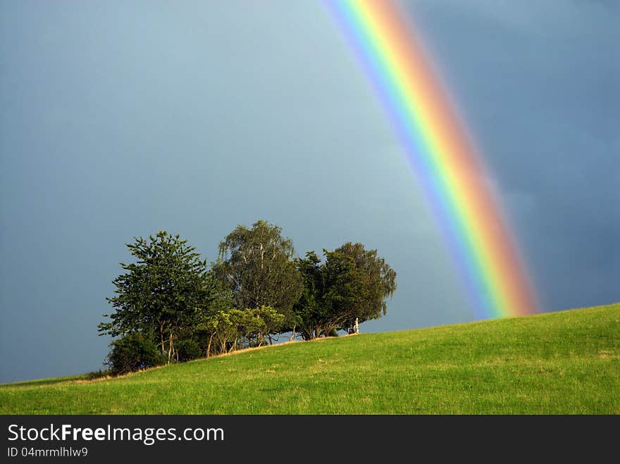 Beautiful rainbow during a summer storm