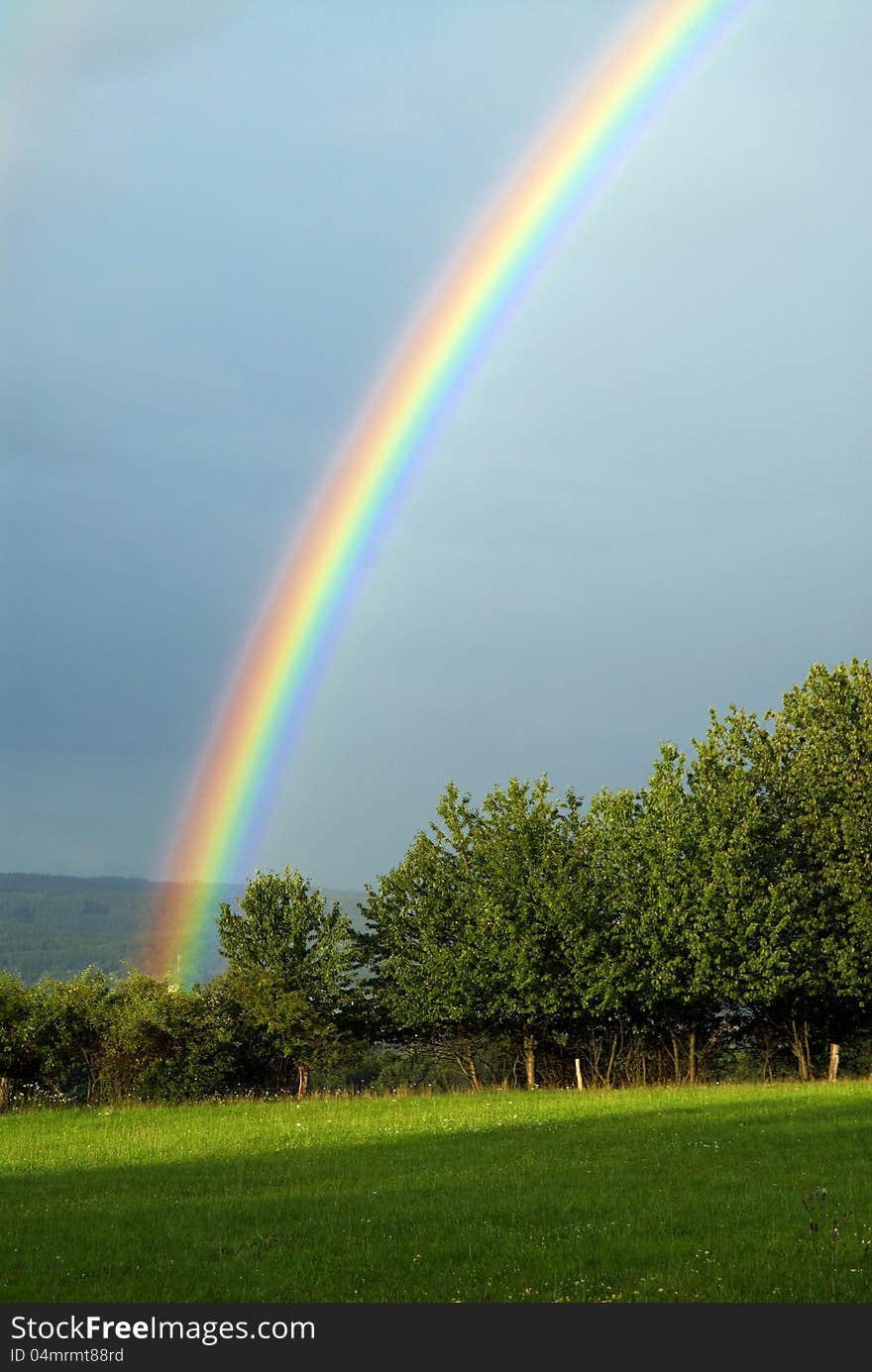 Beautiful rainbow during a summer storm