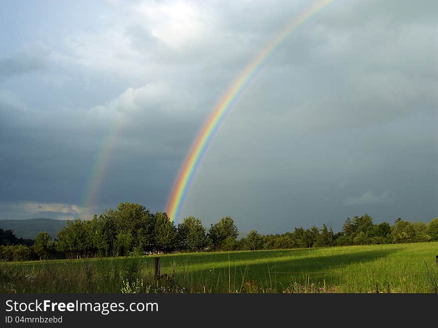 Beautiful rainbow during a summer storm