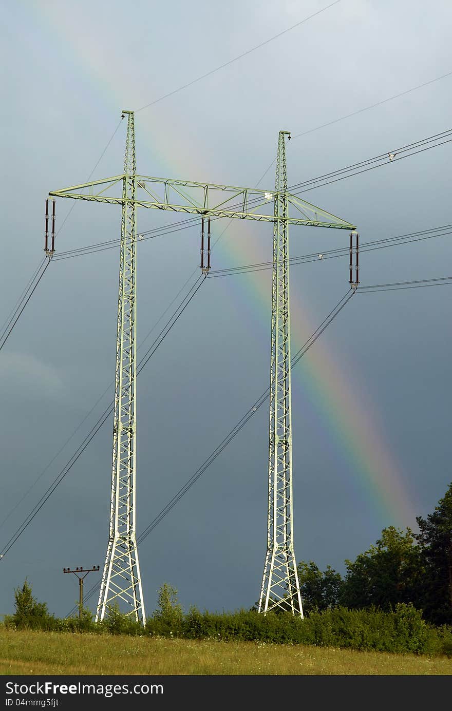 Beautiful rainbow during a summer storm