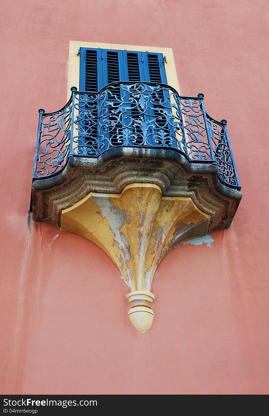 Photo of old decorative balcony, Italy. Photo of old decorative balcony, Italy