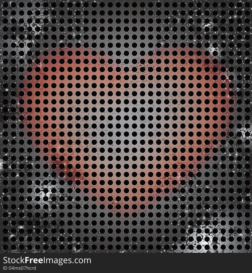 Grunge heart on metal background