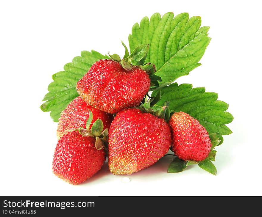 Strawberries with leaves