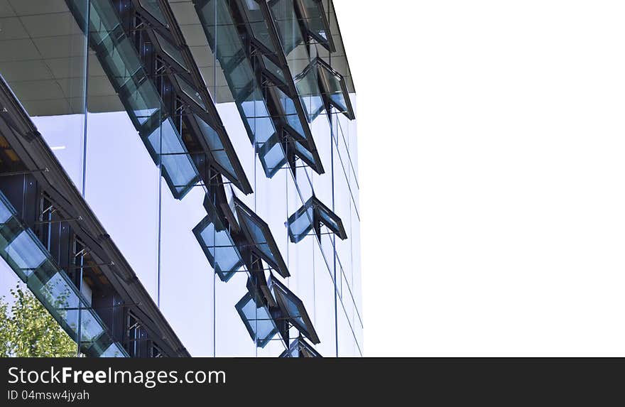 Glass building with open windows