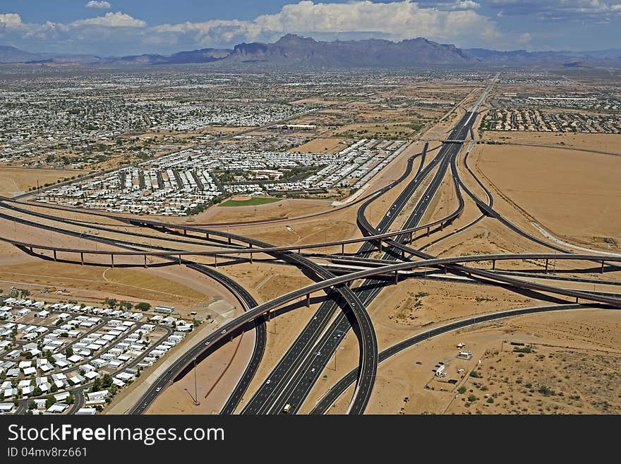 Where the Superstition Freeway and the Red Mountain Freeway meet. Where the Superstition Freeway and the Red Mountain Freeway meet