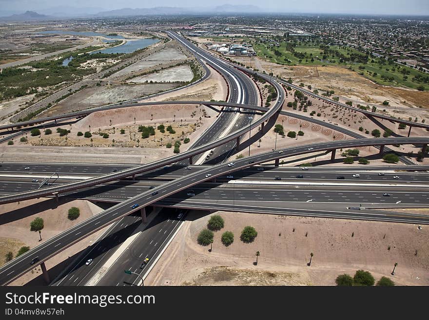 Freeway Interchange of the Loop 202 Red Mountain Freeway and the Loop 101