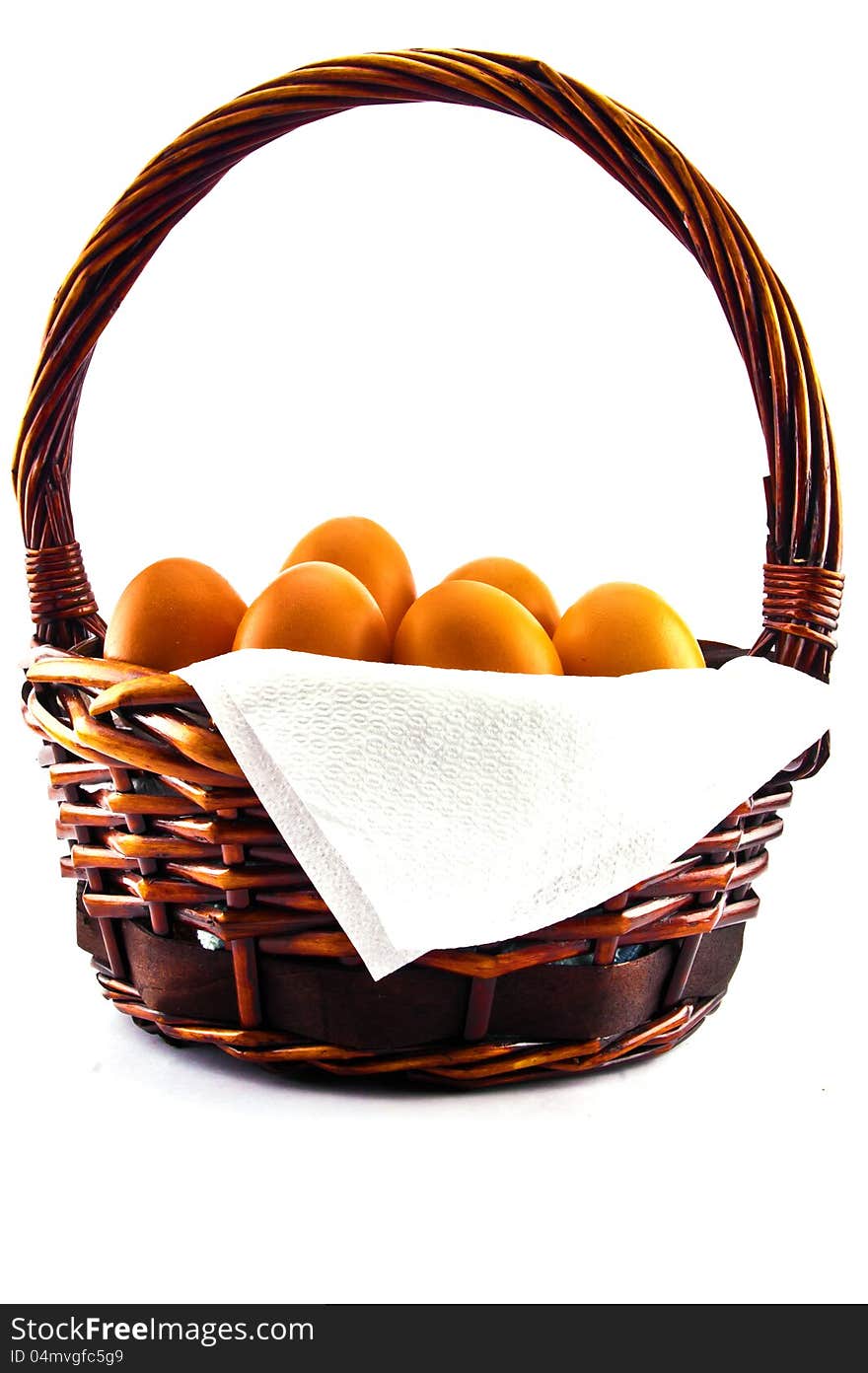 The bag with eggs was photographed on a white background