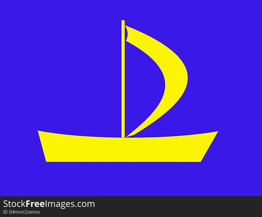 Trade mark with the yellow ship on a blue background. Trade mark with the yellow ship on a blue background