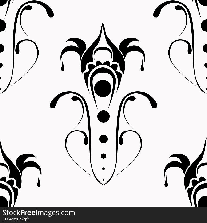 Vector seamless black-and-white ornate