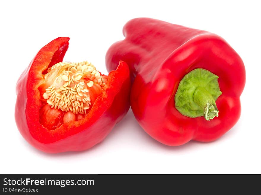 Red paprika  on white background