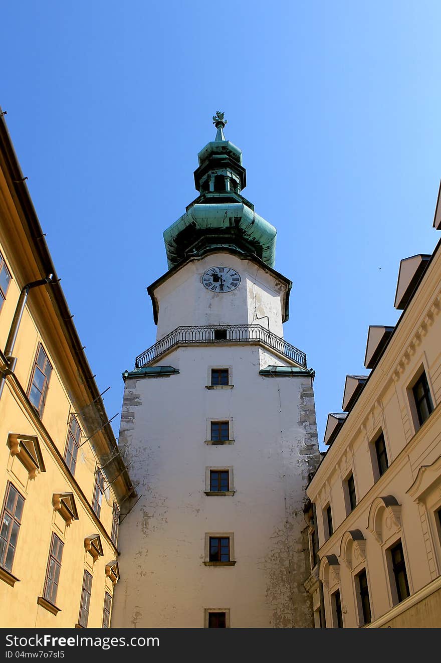 Michal Tower (Michalska Brana), Bratislava, Historic City Gate. Slovak Republic. Michal Tower (Michalska Brana), Bratislava, Historic City Gate. Slovak Republic.