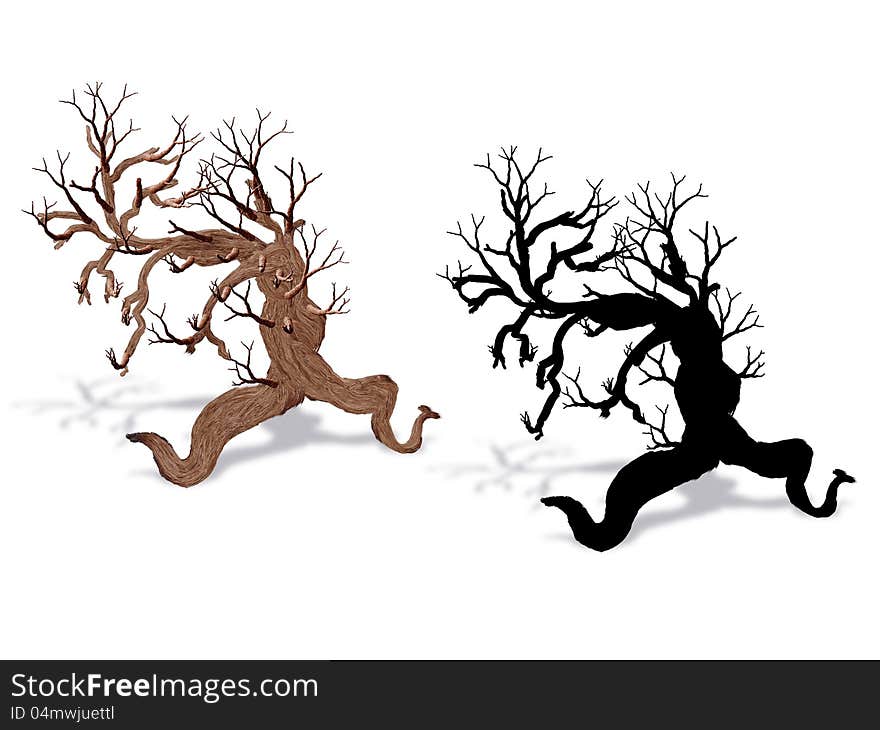 Fantasy tree with silhouette