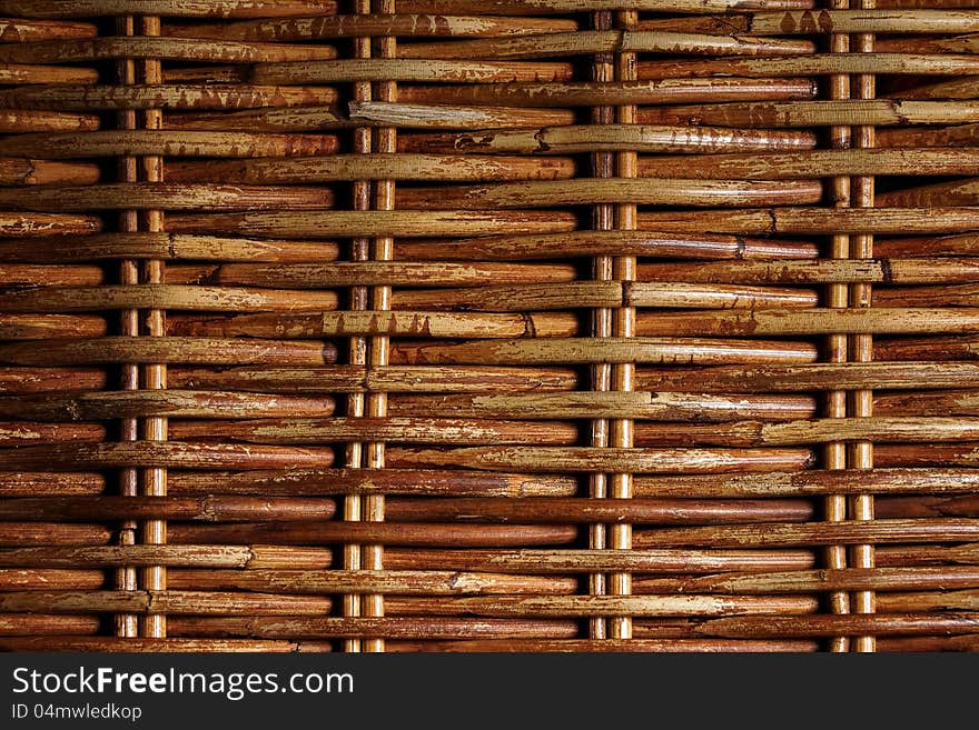 The surface of the woven twigs. Thai rattan. Close-up.