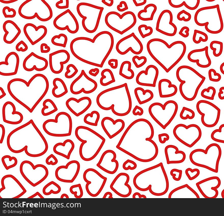 Hearts of many sizes on a white background. Hearts of many sizes on a white background