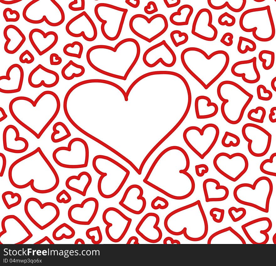 Red Hearts Seamless Pattern One Big