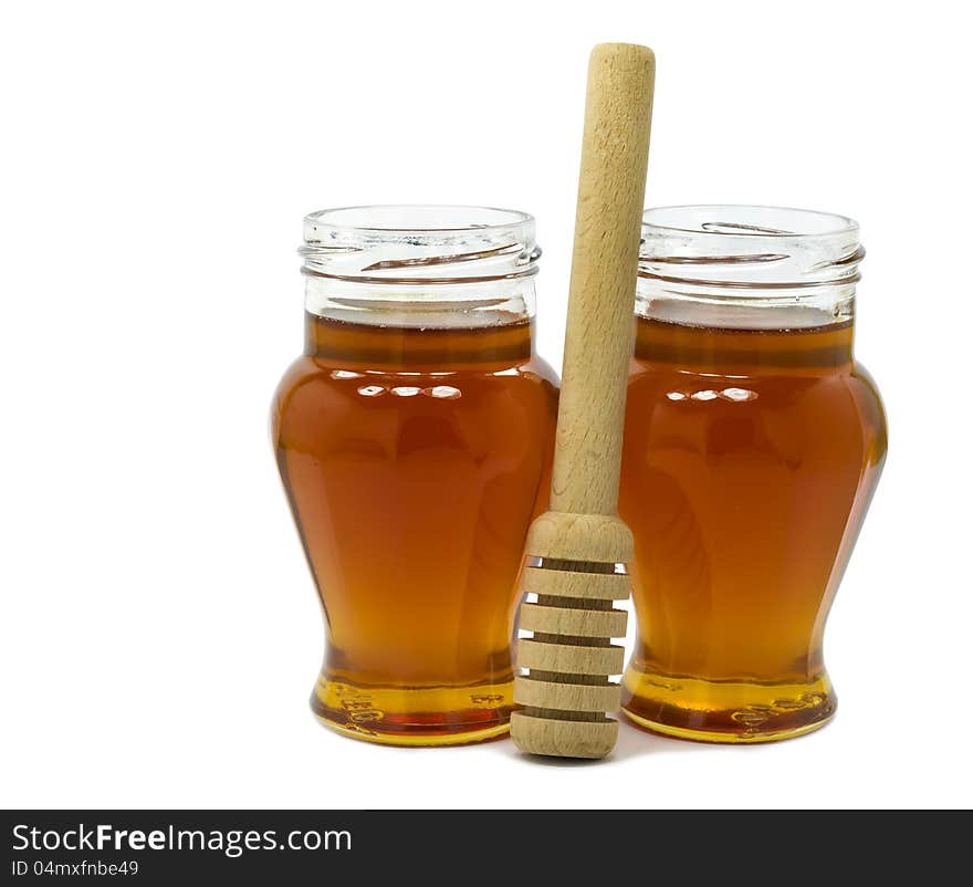 Jars With Noney On White Background