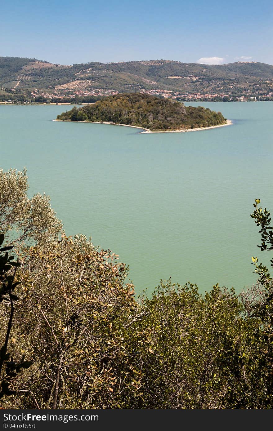 Panorama of Lake Trasimeno in Italy near Perugia