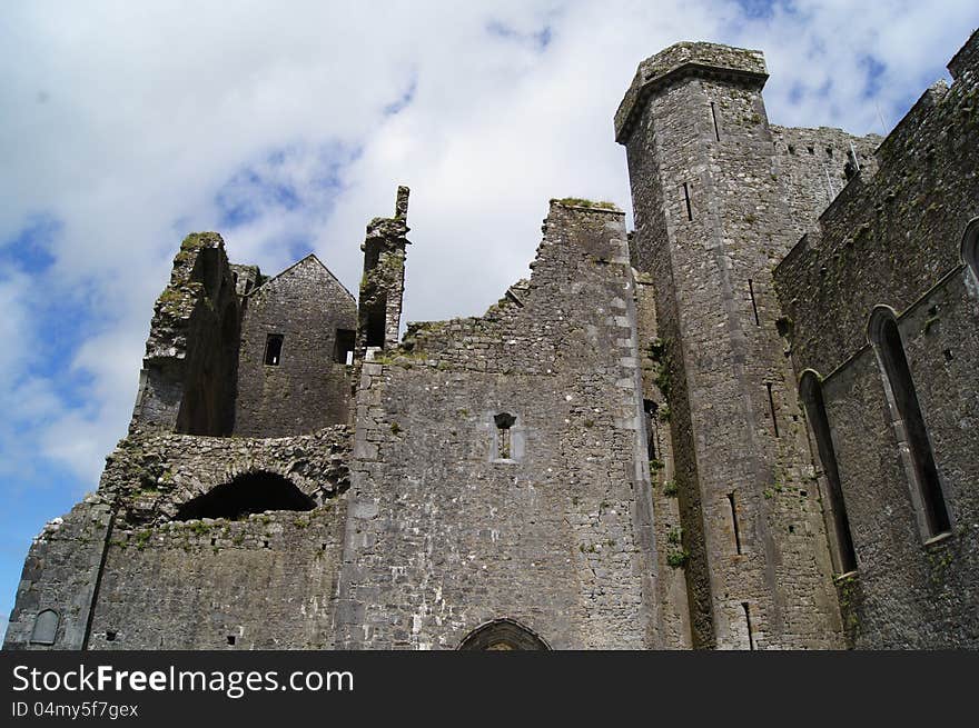 The ancient cathedral, known as the Rock of Cashel, sits atop a hill north of the town of Cashel in Tipperary, Ireland.