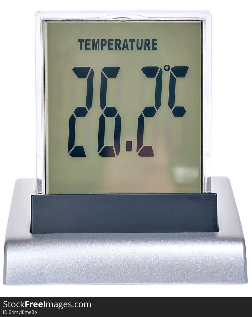 Digital watch with the thermometer it is isolated on a white background